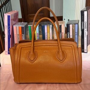 Furla College Tote in Tan Pebbled Leather